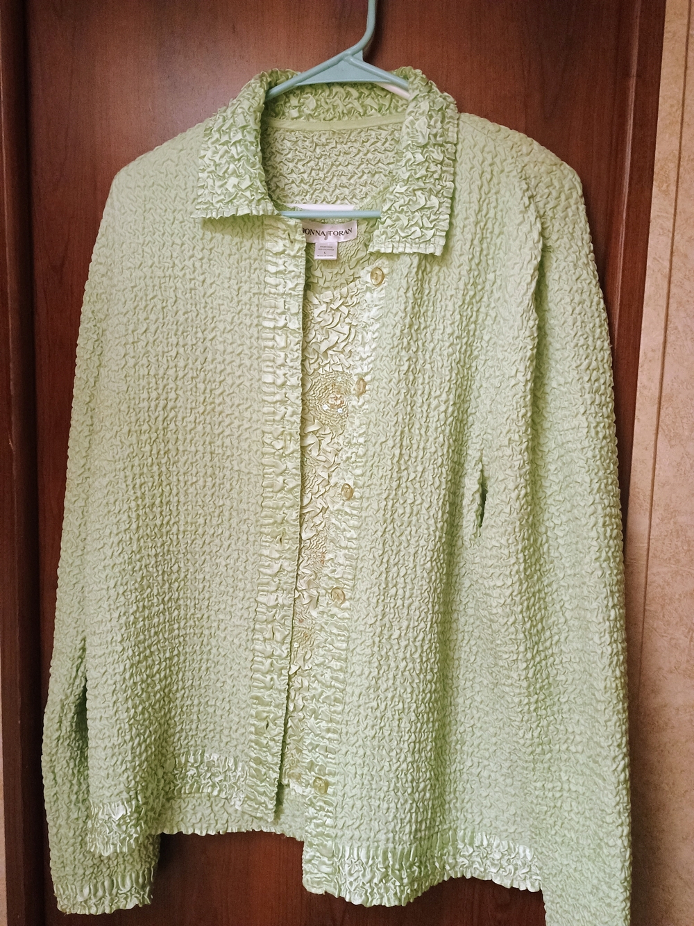 Doncaster Pale Green Ruffle-Trim Button-Front Blouse